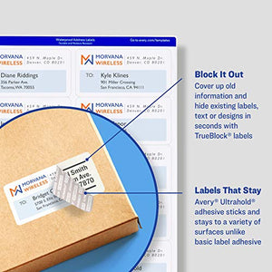 Avery WeatherProof Mailing Labels, TrueBlock Technology, Laser, White, 1-1/3 x 4, Pack of 7000 (95522)