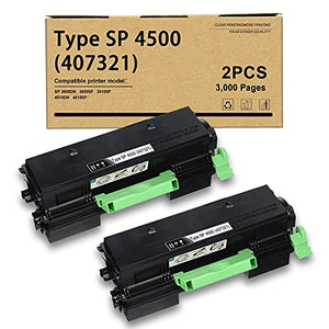 2 Pack Compatible Type SP 4500 (407321) Toner Cartridge Replacement for Ricoh SP 3600DN 3610SF 3600SF 4510SF 4510DN Printer Toner Cartridge.