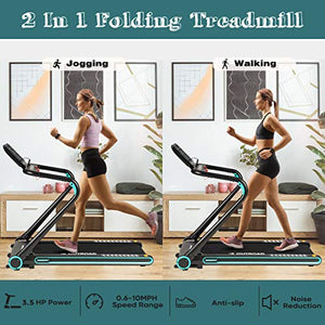 Foldable Treadmill 3.5 HP Electric Running Machine for Home, Office & Gym, Cardio Exercise Machine with LED Display, Quiet Motor, 12 Preset Programs, 95% Worry-Free Assembly