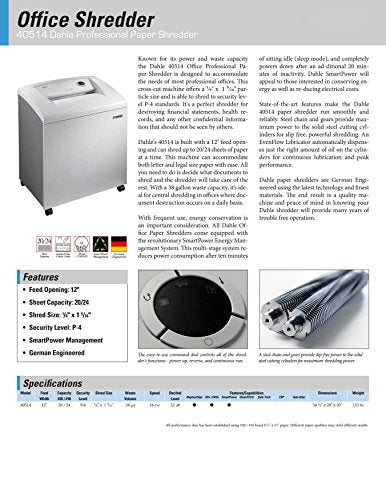 Dahle 40514 Cross Cut Paper Shredder with SmartPower Energy Management, 20 Sheet Capacity, Shreds CDs, Staples, Credit Cards - Security Level P-4