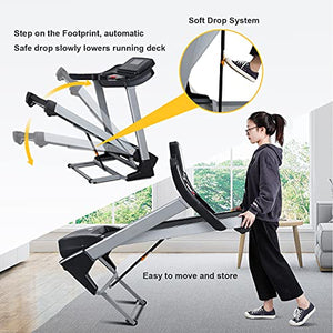 Treadmill with 15% Auto Incline,3HP Folding Electric Treadmill, 10 MPH Max Speed Running Machine with 300 LBS Weight Capacity and 15 Preset LCD Display Treadmills for Home Use