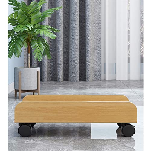 Mobile Computer Tower Stand with Lockable Caster Wheels - Wooden Color, 40 * 24 * 12cm