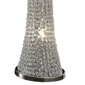 Benjara Wren Crystal Base Metal Floor Lamp 54" White Clear & Chrome