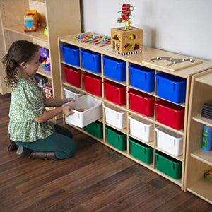 Contender Cubby Preschool Shelve for Classroom Storage Shelf with 20 Assorted Base Color Trays Best for Toy Storage, Stationary Organizer Perfect for Classrooms