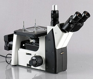 AmScope ME1200TA Inverted Trinocular Metallurgical Microscope, 50X-800X Magnification, PL10x and PL16x Eyepieces, Polarizing Condenser, Brightfield and Polarizing LED Illumination with Rheostat, Large Double-Layer Mechanical Stage, 90-240V