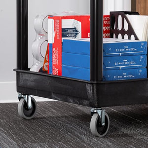 Stand Steady Tubstr Large 3 Shelf Utility Cart | Made in USA | Heavy Duty | Holds 300 lbs. | Storage & Rolling Tool Cart (32 x 24in / Black)