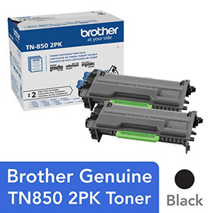 Brother Genuine High-Yield Black Toner Cartridge Twin Pack TN850 2PK, Model: TN8502PK