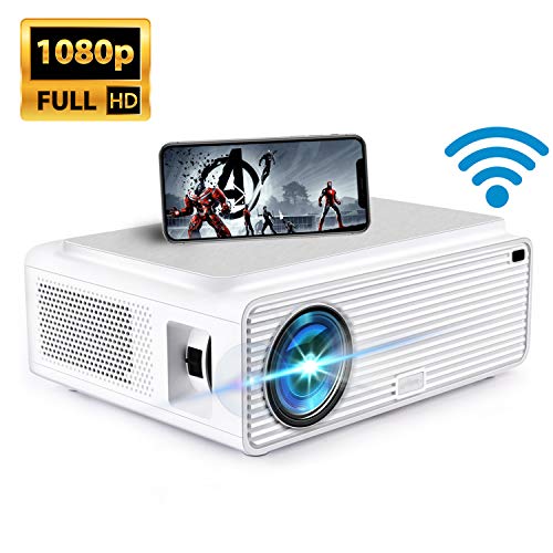 ERISAN S50 Native 1080P Wi-Fi Projector, 5500 Lux WiFi HD Video Projector, Wireless Connect w/iOS, Android, Mac, Windows 10, 300" Display for Home Business