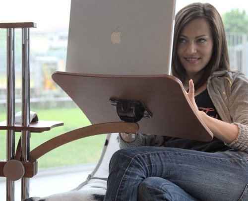 Lounge-wood Classic - Laptop Table supports up to 17-18 inch Laptops, Tablet PC, Ipad, Lectern for E-book. Mousepad for external Mouse.