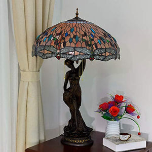 MaGiLL Tiffany Style Dragonfly Desk Lamp - Colored Glass Beauty Sculpture