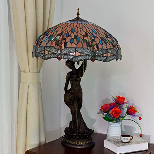 MaGiLL Tiffany Style Dragonfly Desk Lamp - Colored Glass Beauty Sculpture