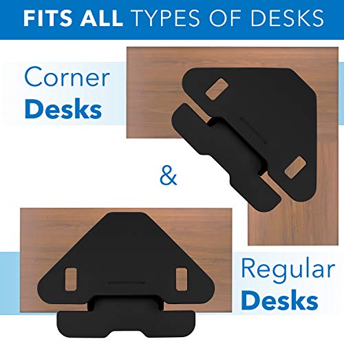 Mount-It! Corner Standing Desk Converter | Height Adjustable 48” Wide Desktop | Corner Stand Up Desk with Gas Spring Handle | Stand Up Computer Workstation with Ergonomic Keyboard Tray | Black
