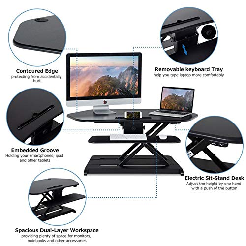 Stand Up Desk Converter Riser Ergonomic Height Adjustable Two Tier Electric Standing Desk 43