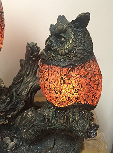 North American Large Mother Owl Baby Owl Tiffany Style Crackle Glass Glass Lamp, TL4224B