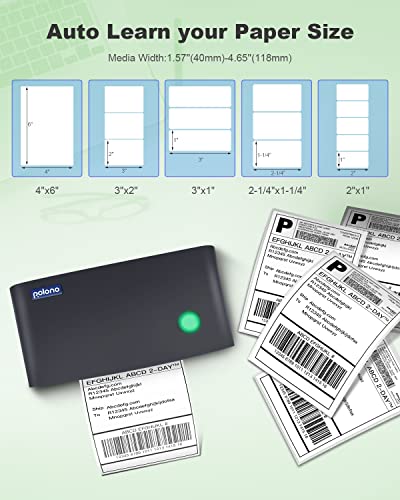 POLONO Label Printer - 150mm/s 4x6 Thermal Label Printer, Commercial Direct Thermal Label Maker, Compatible with Amazon, Ebay, Etsy, Shopify, FedEx, Support Windows and Mac (Green, Gray)