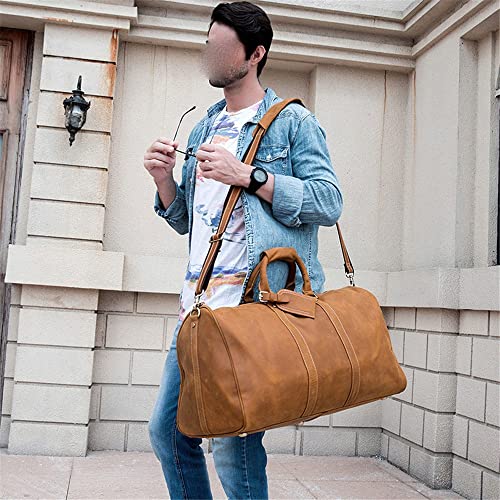 GYZCZX European and American Fashion Large Bags Large Capacity Men's Handbags Travel Bags Retro Luggage Satchels (Color : A, Size : 60 * 30 * 33cm)