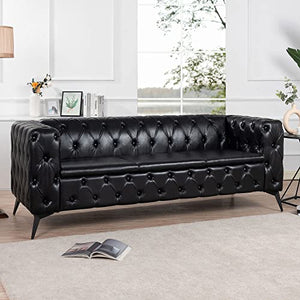 Generic 3 Seater Sofa Black Modern Contemporary