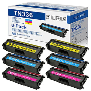 Compatible 6-Pack(2C+2M+2Y) TN336 Toner Cartridge Replacement for Brother TN336 TN-336 HL-L8350CDW HL-L8250CDN HL-L8350CDWT MFC-L8850CDW MFC-L8600CDW Printer