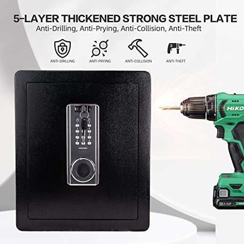 1.9 Cub Security Safe and Safe Box with Digital Keypad,Fireproof Safe with Inner Cabinet LED Light,Money Safe box for Home Hotel Business