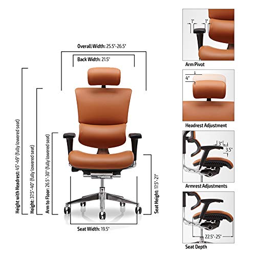 X Chair X4 Leather Executive Chair, Cognac Leather with Headrest
