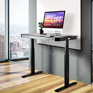 Seville Classics airLIFT Computer Desk Table, 47" Height Adjustable, Tempered Black Glass