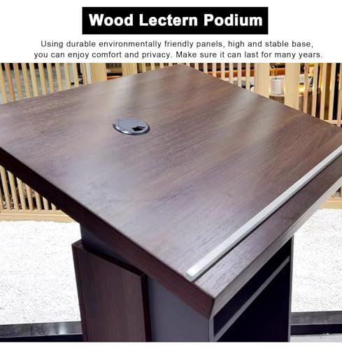 EESHHA Mobile Teachers Podium with Wheels, Wooden Floor Lectern for Auditorium Conference