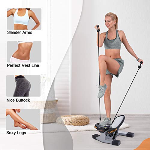 Sportsroyals Stair Stepper for Exercises-Twist Stepper with Resistance Bands and 330lbs Weight Capacity