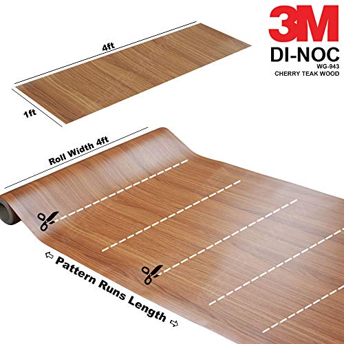 3M DI-NOC WG-943 Cherry Teak Woodgrain 15in x 360in Vinyl Film Series