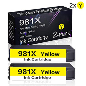 2 Pack 981X Yellow Remanufactured Ink Cartridge Replacement for HP PageWide Enterprise Color 556dn,556 Printer Series,Flow MFP 586dn,Flow MFP 586f,Flow MFP 586 Series Printers.