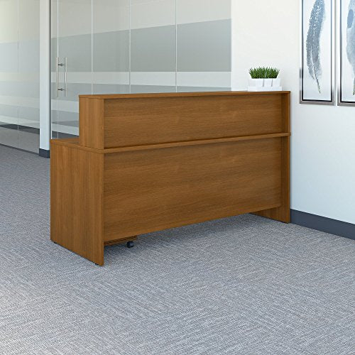Bush Business Furniture Series C 72W x 30D Reception Desk with Mobile File Cabinet in Warm Oak