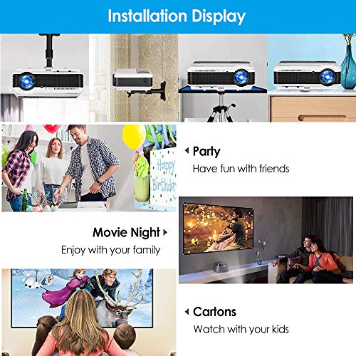 HD LCD HDMI Wireless Bluetooth Movies Projector for Gaming TV Home Theater 4600 Lumen 1280x800 New 2019 Android Video Projectors Compatible with iPad HDMI VGA USB, DVD Laptop Smartphone PS4 Wii Xbox