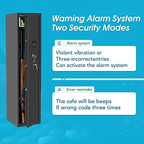 4 Rifle Safes Large Rifles Gun Safes for Rifles and Shotguns, Rifle Gun Cabinet with Digital Lock for Home, Long Gun Safe for Rifles and Pistols Quick Access with Removable Shel for Handgun