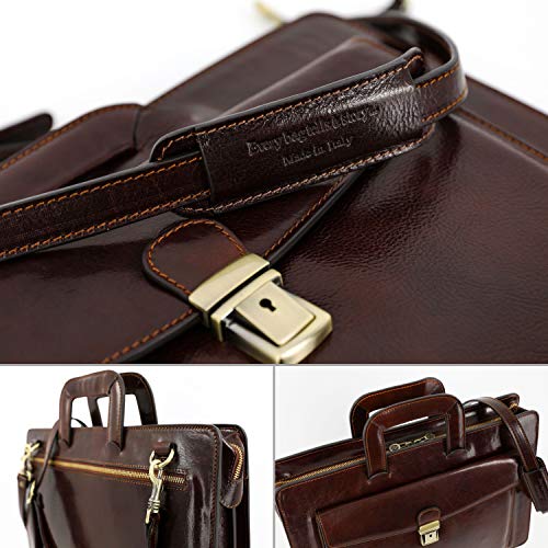 Leather Briefcase for Men Handmade Italian Bag Classy Brown Attache Case - Time Resistance