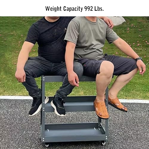 DonHeK 3 Tier Rolling Tool Cart with Lockable Wheels - 992lbs Load Capacity