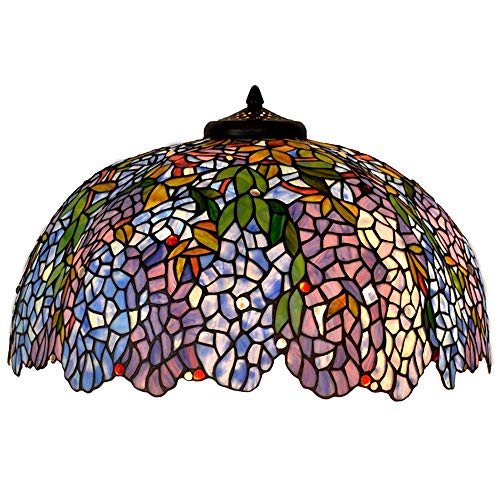 HT Tiffany Style Wisteria Floor Lamp 65" Tall Handmade Stained Glass Shade