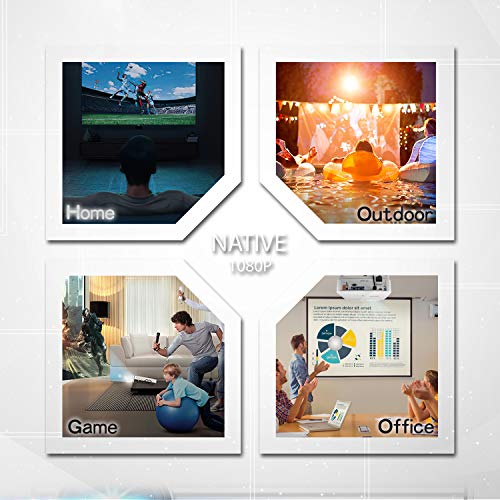 ERISAN S50 Native 1080P Wi-Fi Projector, 5500 Lux WiFi HD Video Projector, Wireless Connect w/iOS, Android, Mac, Windows 10, 300" Display for Home Business