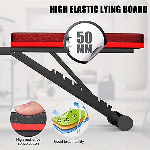 LHK 5-in-1 Adjustable Weight Bench, Foldable Full Body Workout Benches, Weights Lifting Strength Training Equipment with Elastic Ropes, for Home Gym