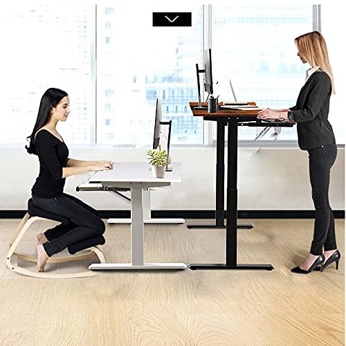 Polar Aurora Electric Height Adjustable Standing Desk W/Drawer & Hook, 48 x 24 Inches Sit Stand Workstation Computer Desk for Home Office Black Frame & Top