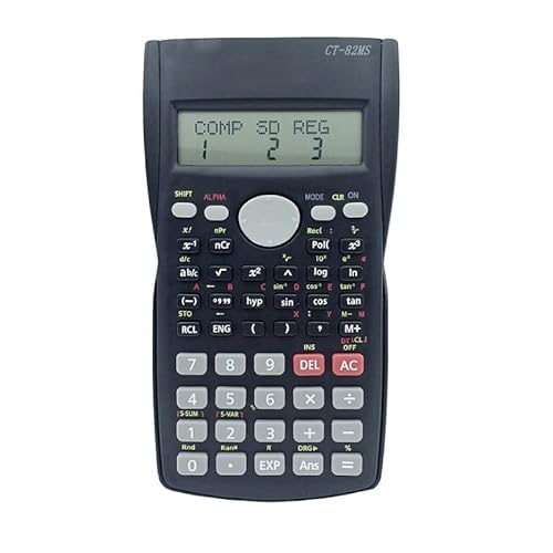 Handheld Compact Scientific Calculator 12 Digit 2-Line Large Display Statistics Mathematics Log with Fraction Function