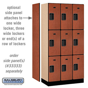 Salsbury Industries 3-Tier Designer Wood Locker, Cherry, 6-Feet High x 18-Inch Deep