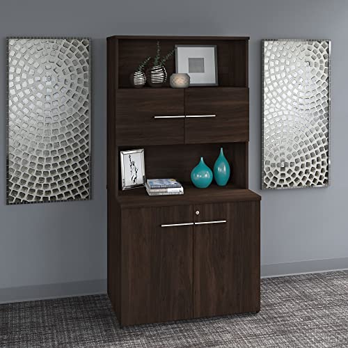 Bush Business Furniture Office 500 Tall Storage Cabinet, 36W, Black Walnut