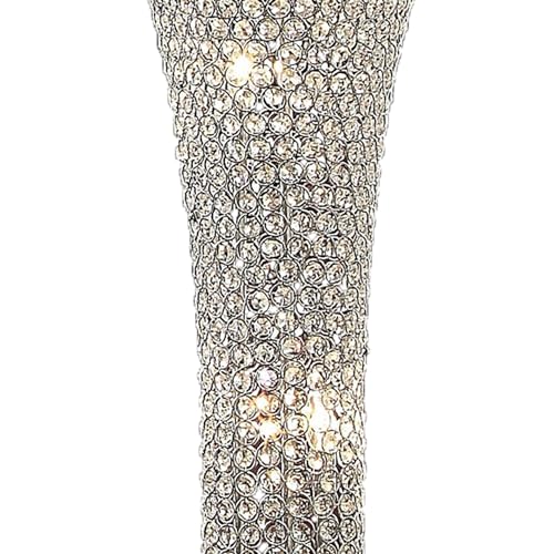 Benjara Wren Crystal Base Metal Floor Lamp 54" White Clear & Chrome