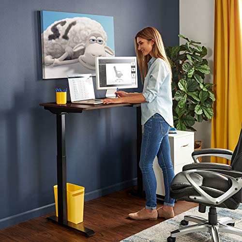 Serta Creativity Electric Height Adjustable Desk, 47" Inch Wood Desktop Sit Stand Table for Office, Work from Home Furniture, Easy to Assemble, Dark Brown