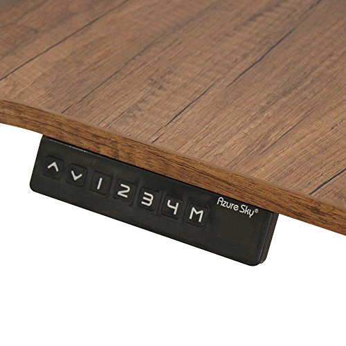 Caesar Hardware AB3-63C Ergonomic 63-in 3 Memory Buttons LED Electric Automatic Height Adjustable Sit to Stand Curved Work Office Desk with Black Legs, Dark Walnut