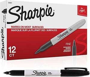 Sharpie Permanent Markers, Fine Point, Black Case of 24 Dozens