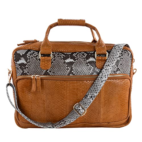 Shop LC Mothers Day Gifts Handmade 100% Genuine Leather Brown with Closure Zipper Adjustable Strap Laptop Bag Accessories for Women