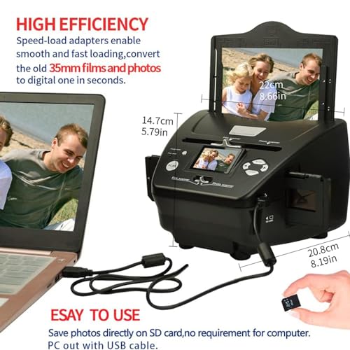 BaNbe Film Slide Photo Scanner with 2.4" LCD Screen 16MP High-Resolution - Convert Color & B&W 35mm/135 Slides & Negatives to Digital Images
