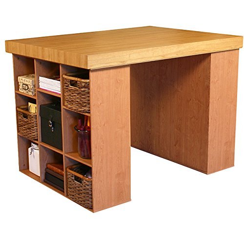 Venture Horizon Project Center Desk with 2 Bookcase Sides- Oak