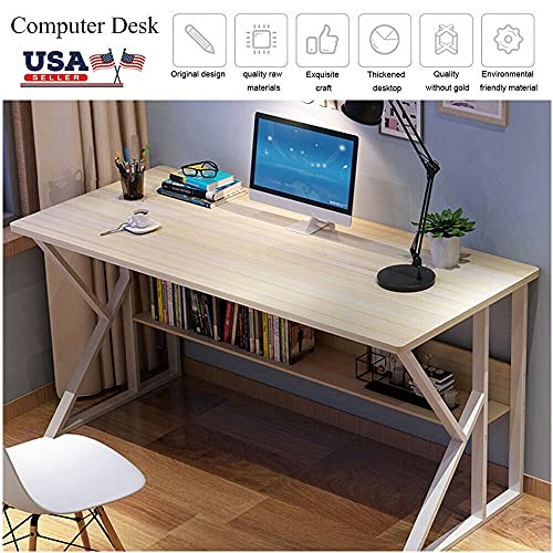 ADHW Computer Desk Workstation Home Office Student Dorm Laptop Study Table w/Shelf