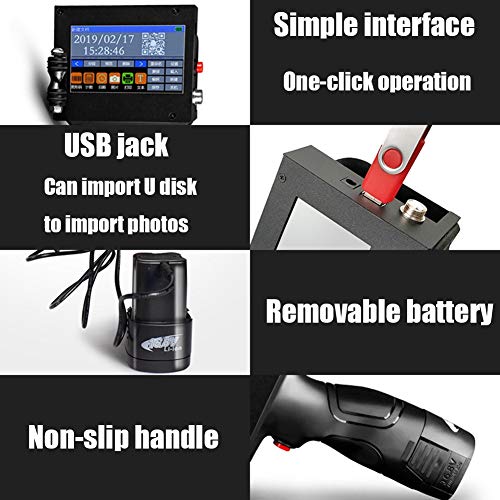 Portable Inkjet Code Printer HD - Label Printers Handheld Labelling Gun, Trademark Logo Barcode Graphic Date Coder Price Label Making Machine (Size : Machine)